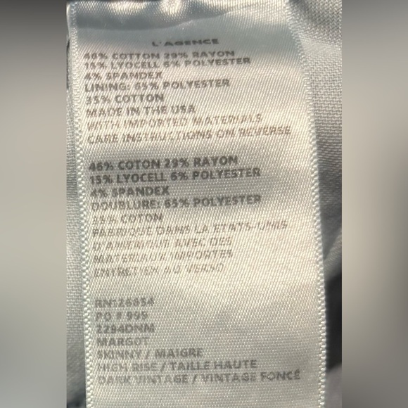 L’Agence Margot Cropped Skinny Jean in Dark Vintage Size 29 - Picture 3 of 8